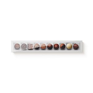 Caixa 10 Doces Retangular Branco com Tampa Cristal - 10 unidades - 39x6x4cm - Cromus Profissional - Rizzo Confeitaria
