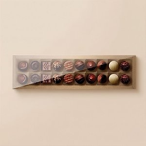Caixa 20 Doces Retangular Kraft com Tampa Cristal - 10 unidades - 39x9,5x4cm - Cromus Profissional - Rizzo Confeitaria