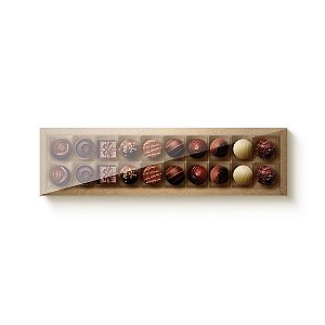 Caixa 20 Doces Retangular Kraft com Tampa Cristal - 10 unidades - 39x9,5x4cm - Cromus Profissional - Rizzo Confeitaria