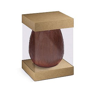 Caixa para Ovo em Pé com Visor e Berço 500g Kraft - 10 unidades - 13,5x13,5x18,5cm - Cromus Profissional - Rizzo Embalag