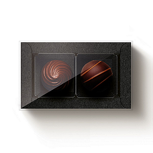 Caixa 2 Doces Retangular Preto com Tampa Cristal - 10 unidades - 8,5x5x4cm - Cromus Profissional