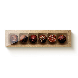 Caixa 6 Doces Retangular Kraft com Tampa Cristal - 10 unidades - 24x6x4cm - Cromus Profissional