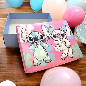 Caixa Retangular Com Tampa e Elástico - Stitch e Angel -  unidades - Disney Original - Rizzo