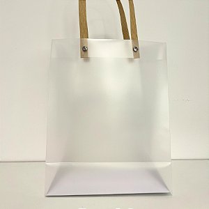Sacola Transparente Fosca PVC com Alça de Fibra - 25x20x10cm  - 10 unidades - Rizzo