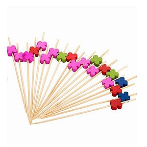 Palito em Bambu para petiscos com Trevos coloridos - 20 unidades - Rizzo