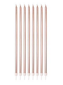 Vela Palito Gigante Metalizada Bronze - 8 unidades - Rizzo