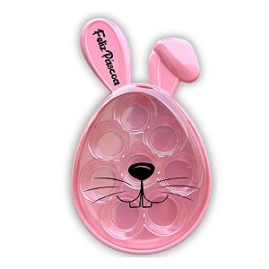 Caixa Acrílica Coelho com Berço Feliz Páscoa - Rosa Bebê - 23,5x13cm - 1 unidade - Rizzo