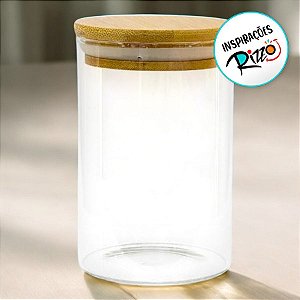 Pote de Vidro Hermético com Tampa de Bambu - 10x20cm - 1,4L - 1 unidade - Rizzo
