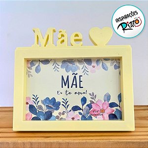 Porta Retrato Amarelo Retângular Com Moldura - Mãe Eu Te Amo - 15x17cm - 1 unidade - Rizzo