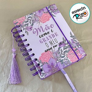 Agenda Permanente Roxa - Mãe como é Grande o Meu Amor por Você - 160 Folhas - 10,4x14,2cm - 1 unidade - Rizzo