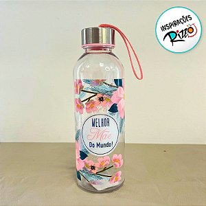 Garrafa Squeeze Pet Com Tampa Inox - Melhor Mãe do Mundo - 550ml - 1 unidade - Rizzo