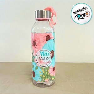 Garrafa Squeeze Pet Com Tampa Inox - Mãe Melhor Amiga - 550ml - 1 unidade - Rizzo