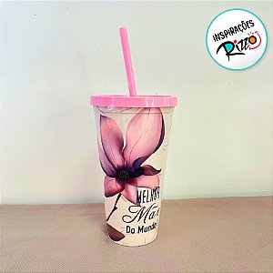 Copo Com Tampa e Canudo - Melhor Mãe do Mundo - 600ml - 1 unidade - Rizzo