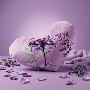 Almofada Coração de Pelúcia - Mãe Amor Mais Lindo que Existe - 28x20cm - 1 unidade - Rizzo