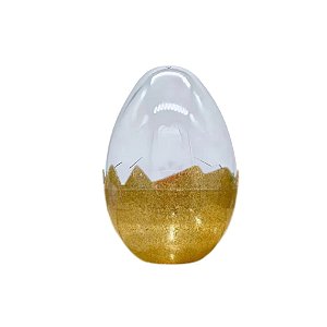 Ovo Transparente Glitter em Acrílico - Ouro - P 8x11cm - 1 unidade - Cromus - Rizzo