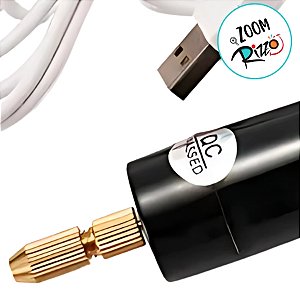 Mini Retífica Elétrica USB - Preta - com 10 Brocas - 1 unidade - Rizzo