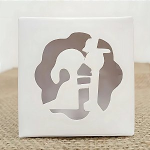 Caixa com visor Vazado - Noivinhos Branca - 7x7x3cm - 10 unidades - Assk - Rizzo
