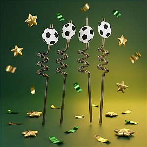 Canudo Espiral Rigido Preto - Bola De Futebol - 27cm - 4 unidades - Rizzo