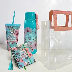 Kit Dia Das Mães Com Sacola, Copo, Garrafa e Agenda - Mãe Melhor Amiga - 1 unidade - Rizzo