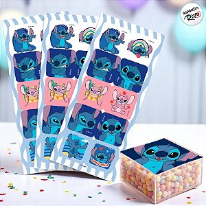 Adesivo Quadrado - Stitch New - 30 unidades - Disney Original - Rizzo