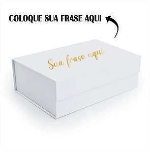 Caixa de Papel Rígido Personalizado com Frase Dourada - Retangular Branco com Ímã - 1 unidade - Cromus - Rizzo