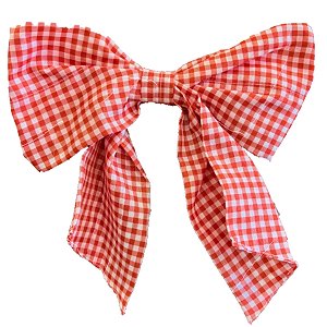 Enfeite de Cabelo Laço Grande Xadrez - Vermelho e Branco - 27x30cm - 1 unidade - Rizzo
