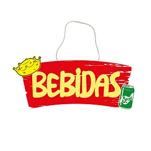 Placa De Sinalização Em MDF Colorida Bebidas De Festa Junina - 30x11,5cm - 1 unidade - Rizzo