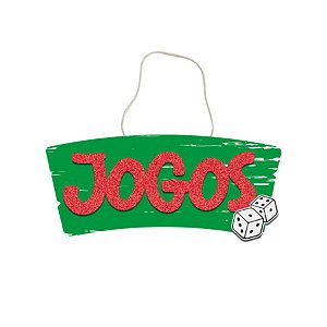 Placa De Sinalização Em MDF Colorida Jogos De Festa Junina - 30x11,5cm - 1 unidade - Rizzo
