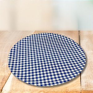 Prato Redondo Laminado - Xadrez Azul - 32cm - 1 unidade - Rizzo
