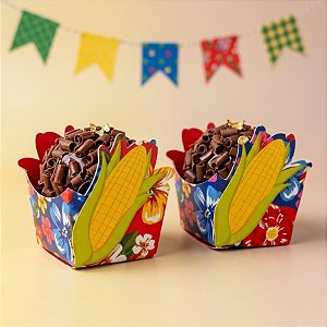 Forminha Cachepot - Milho Arraia Bao Demais - 4x4x4cm - 24 unidades - Cromus - Rizzo