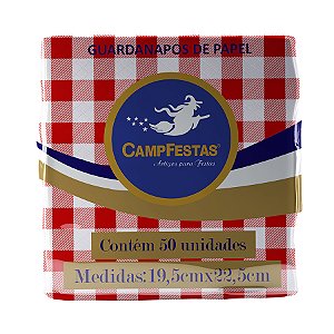 Kit Guardanapo Crepado Xadrez - Vermelho -  CampFestas - Rizzo