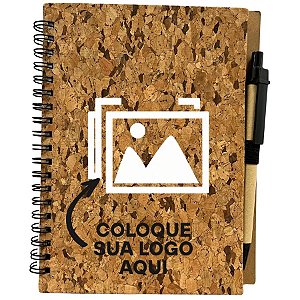 Bloco para Anotação Personalize Logo Branca Com Caneta Estampa Casca de Árvore - 70 Folhas - 13,5x17,5cm - 1 unidade - R