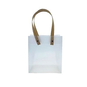Sacola Transparente Fosca com Alça de Fibra - 20x17x8,5cm - 10 unidades - Rizzo