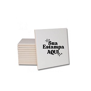 Azulejo com Brilho com Suporte em Madeira Pinus Personalize com Sua Estampa - Formato Quadrado - 20x20cm - 1 unidade - R