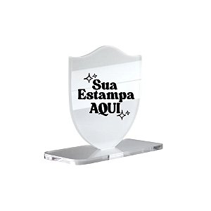 Placa de Acrílico Cristal Brasão Personalize com Sua Estampa -14,5x9,5cm - 1 unidade - Rizzo