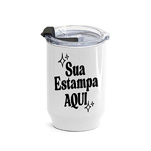 Copo De Plástico com Tampa Cristal Personalize Com Sua Estamapa  - Branco - 400ml - 1 unidade - Rizzo