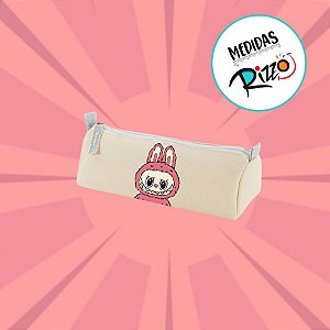 Estojo Bege de Lápis Horizontal Estampa de Labubu - Rosa Bebê - 20x8x9cm - 1 unidade - Rizzo