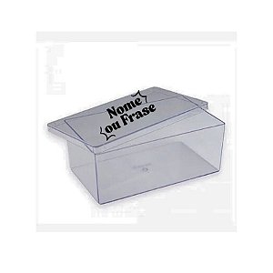 Caixa Acrílica Retangular Personalizada com Nome ou Frase em Preto - Cristal - 500ml - 1 unidade - Rizzo