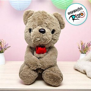 Urso De Pelúcia Com Flor - Marrom - 27cm - 1 unidade - Rizzo