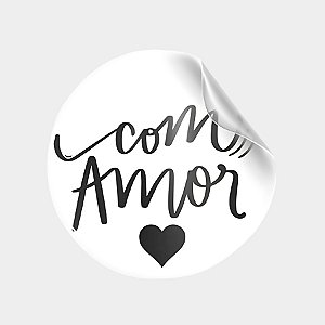Adesivo Redondo Transparente "Com Amor" - 3x3cm - 30 unidades - Stickr - Rizzo