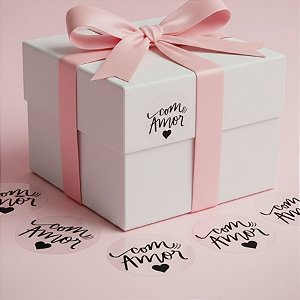 Adesivo Redondo Transparente "Com Amor" - 3x3cm - 30 unidades - Stickr - Rizzo