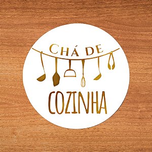 Adesivo "Chá De Cozinha" - Ref.2318 - Hot Stamping - 4x4cm - 25 unidades - Stickr - Rizzo