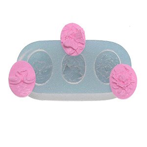 Molde de Silicone Trio de Camafeus Diversos - Ref. 378 - 1 unidade - Flexarte - Rizzo