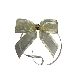 Laço Com Strass Dourado  - Champanhe - 8x8cm - 1 unidade - Rizzo