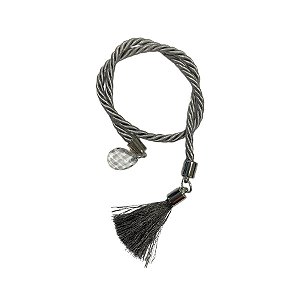 Cordão Decorativo Com Pompom E Pingente Gota - Prata Com Prata - 33,5cm - 1 unidade - Rizzo