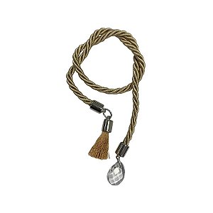 Cordão Decorativo Com Pompom E Pingente Gota - Caqui Com Prata - 33,5cm - 1 unidade - Rizzo