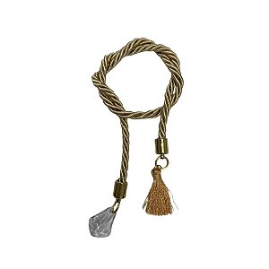 Cordão Decorativo Com Pompom E Pingente Pião - Caqui Com Ouro - 33,5cm - 1 unidade - Rizzo