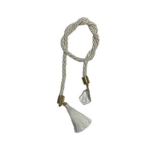Cordão Decorativo Com Pompom E Pingente Pião - Branco Com Ouro - 33,5cm - 1 unidade - Rizzo