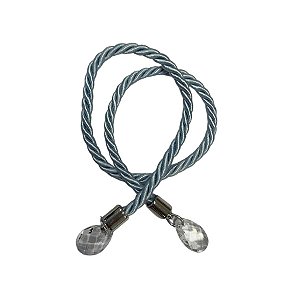 Cordão Decorativo Com Pingente Gota - Azul Bebê Com Prata - 33,5cm - 1 unidade - Rizzo