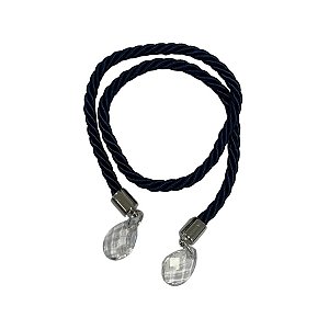 Cordão Decorativo Com Pingente Gota - Azul Marinho Com Prata - 33,5cm - 1 unidade - Rizzo
